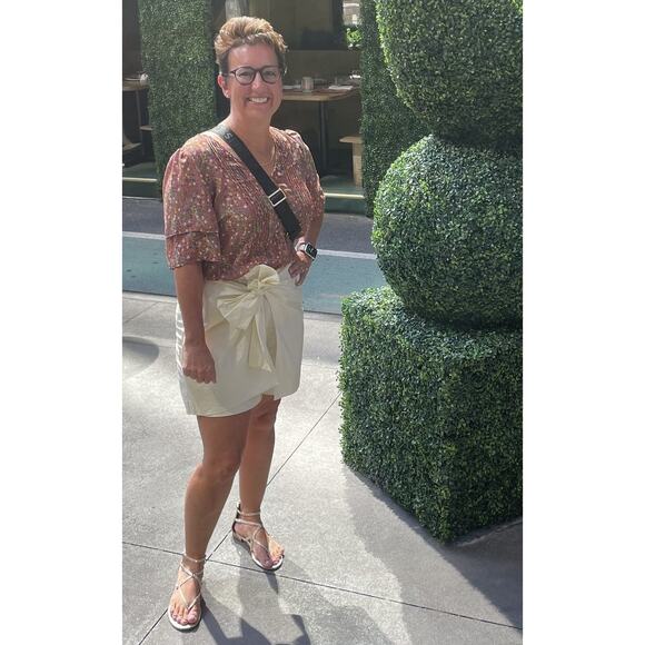 REBECCA TAYLOR Off White 100% Cotton Poplin Oversized Tie Skort Size 2 - Picture 8 of 8